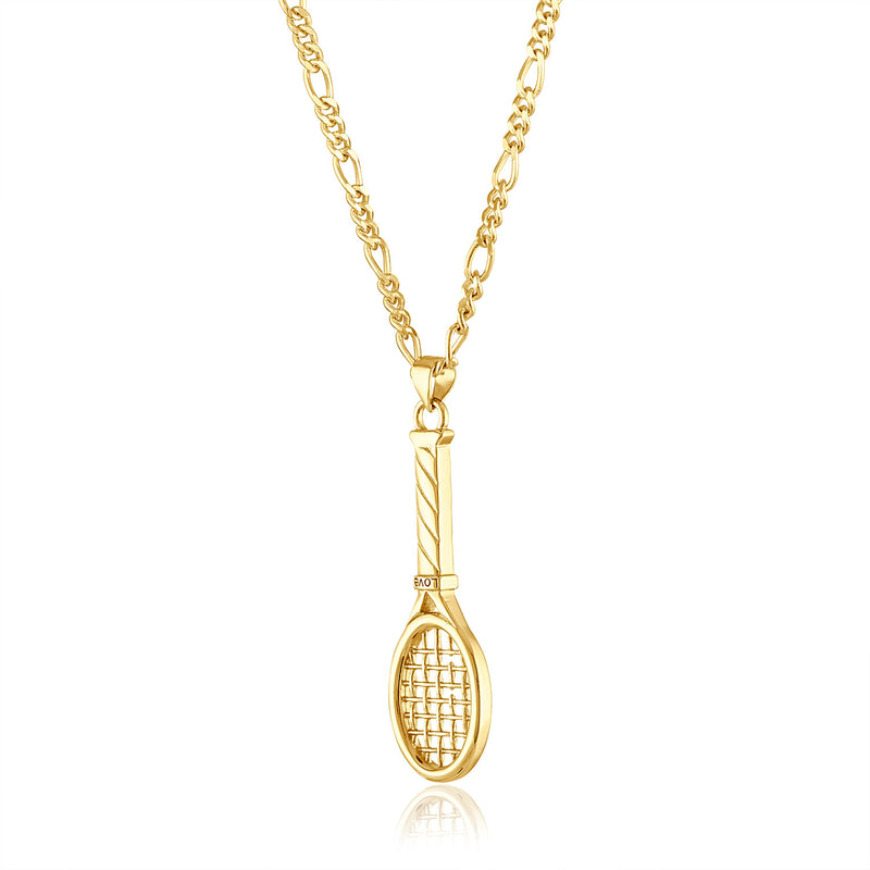14Kt White Gold and Diamond Framed Tennis Racquet Pendant