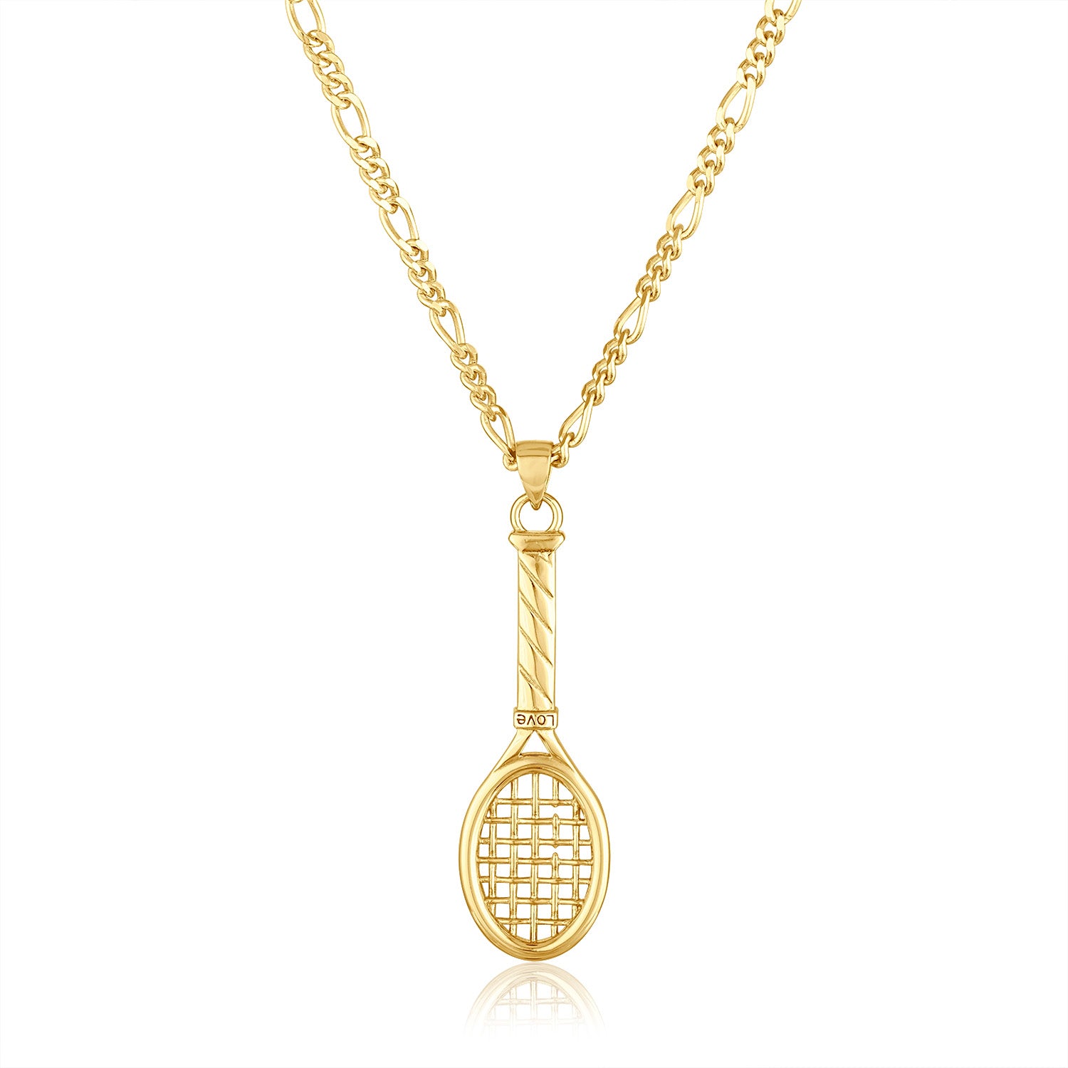 14Kt White Gold and Diamond Framed Tennis Racquet Pendant